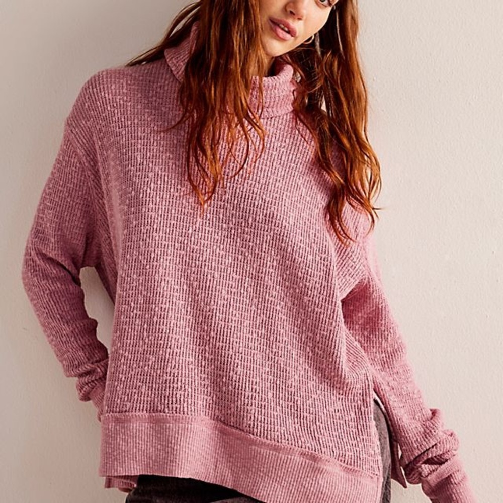 Free people Tommy Pink Turtleneck Sweater oversized Small retail $98